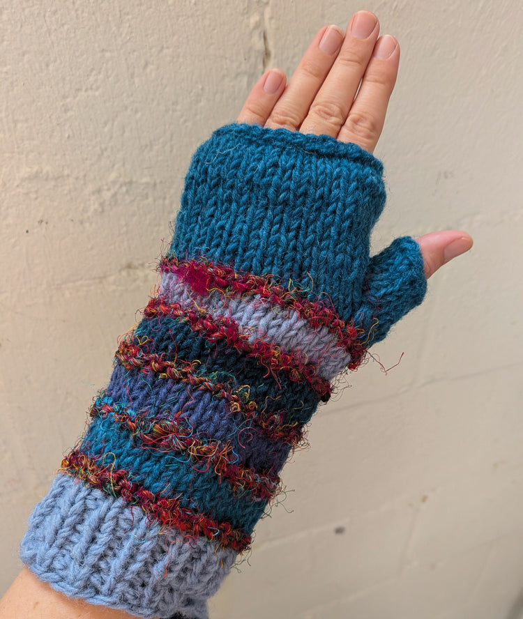 Wool and Silk Fingerless Gloves