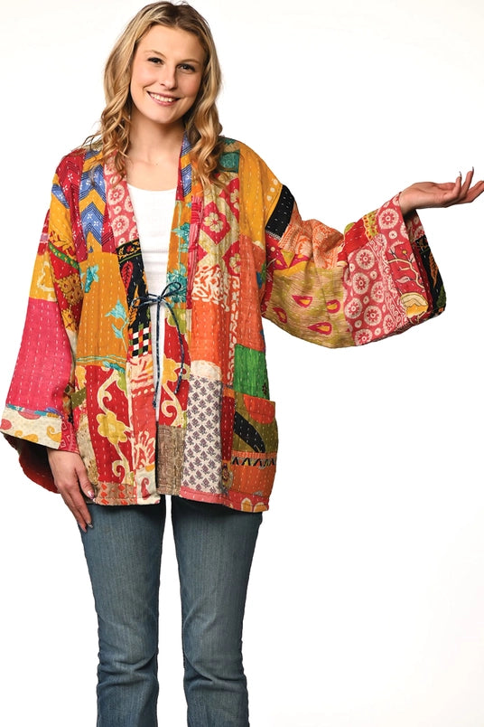 Reversible Cotton Kantha Kimono Jacket