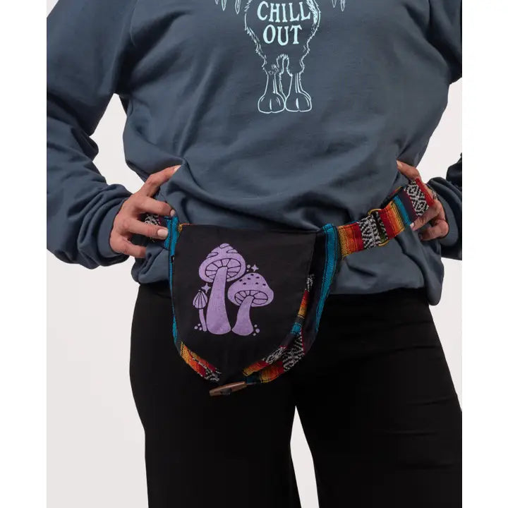 Three Little Mushrooms Colorful Hip Bag