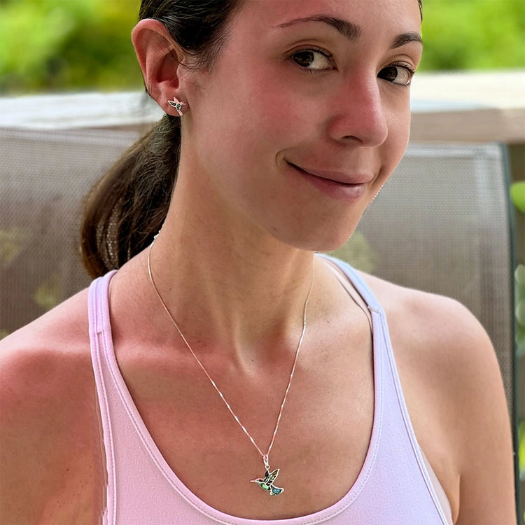 Abalone Hummingbird Studs