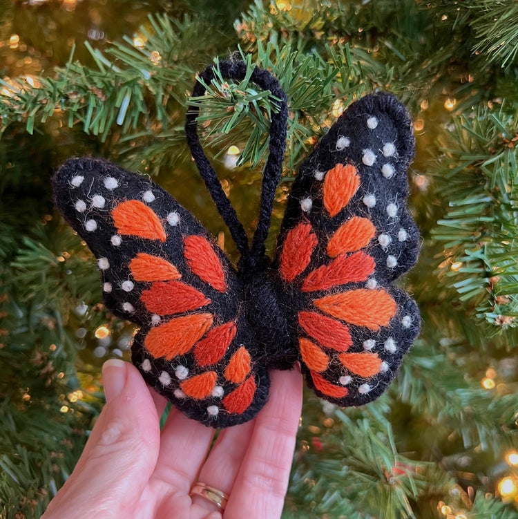 Monarch Butterfly Wool Ornament