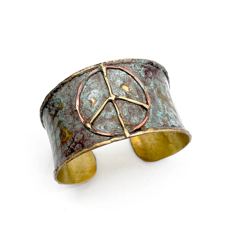 Rustic Blue Peace Sign Cuff
