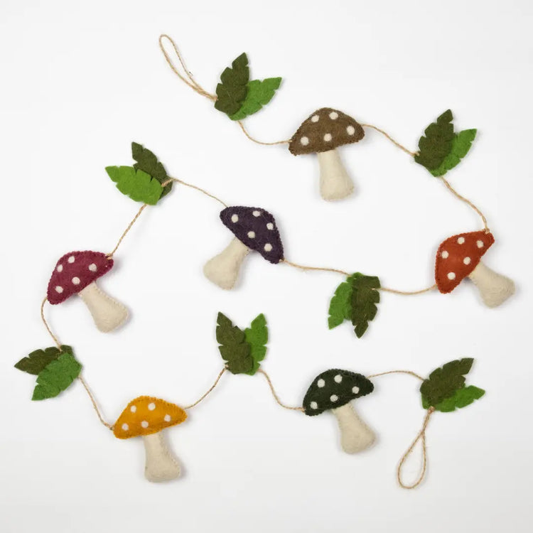 Felted Mushroom Garland