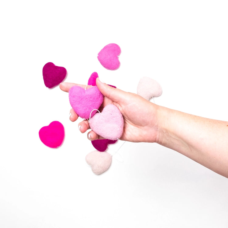 Pink Heart Felt Garland