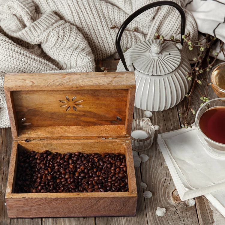 Serena Carved Mango Wood Keepsake Box