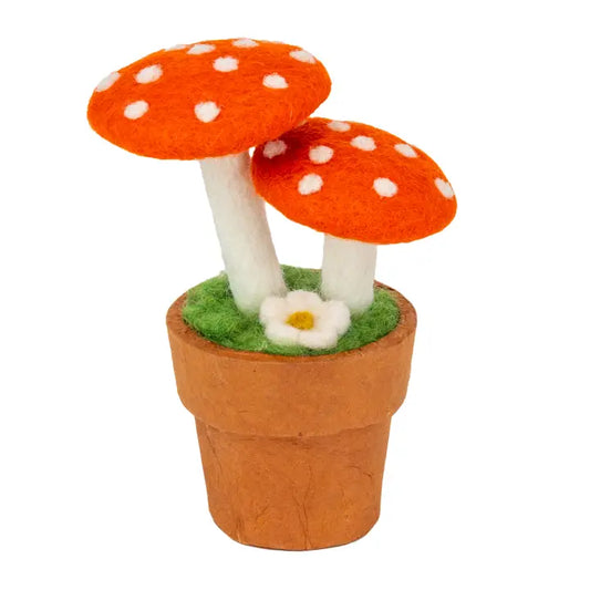 Potted Felt Mushrooms