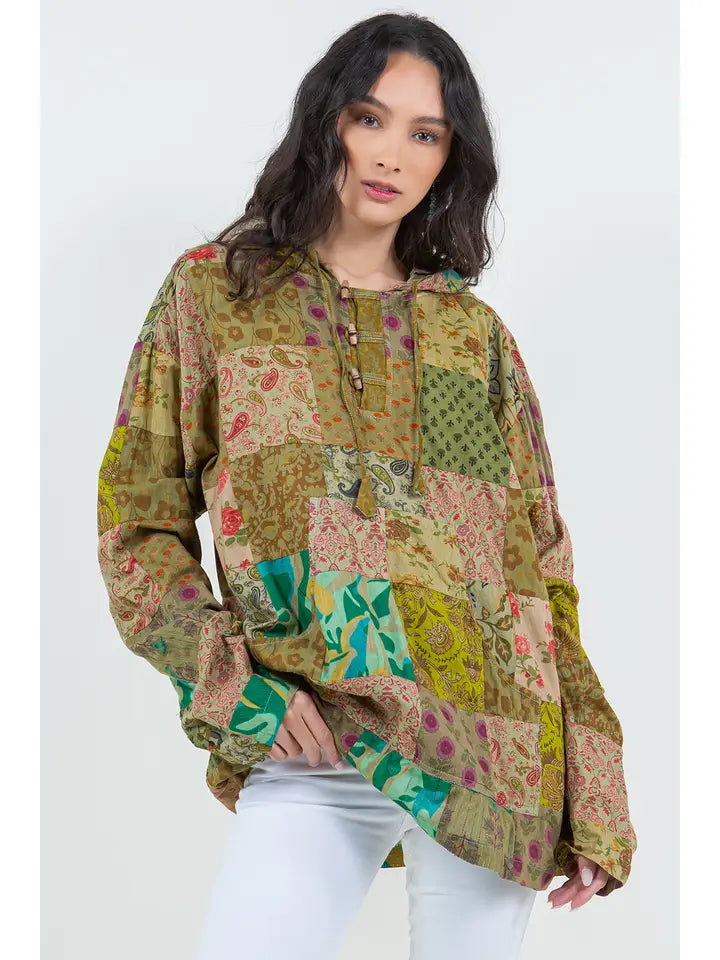 Cotton Patchwork Hoodie