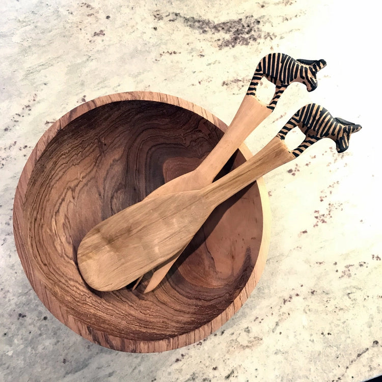 Wooden Zebra Serving Set