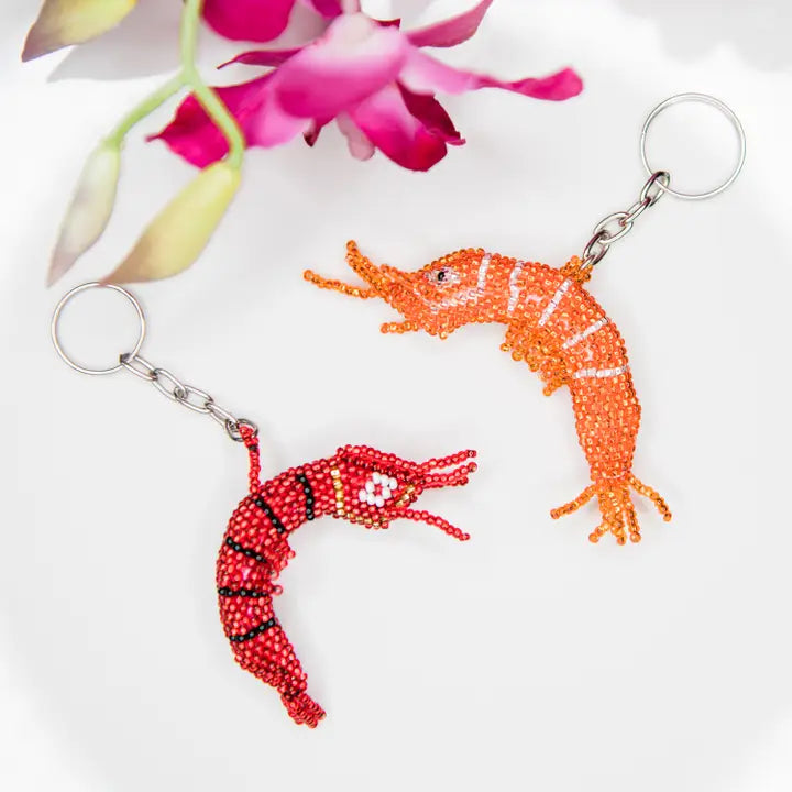 Beaded Shrimp Keychain