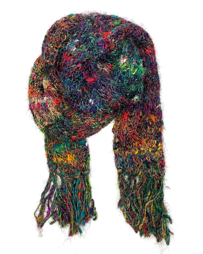 Multicolor Upcycled Silk Scarf