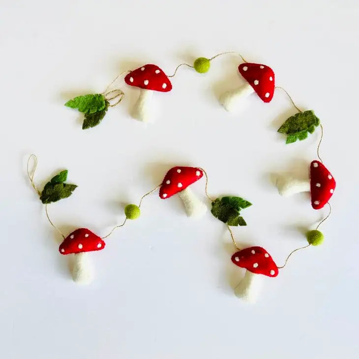 Felted Mushroom Garland