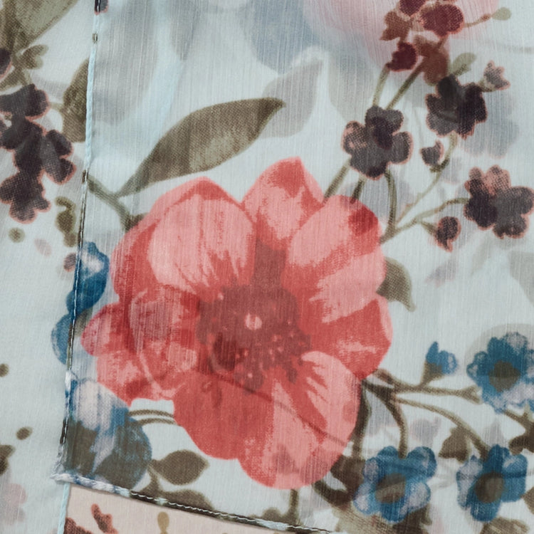 Floral and Leaf Chiffon Scarf