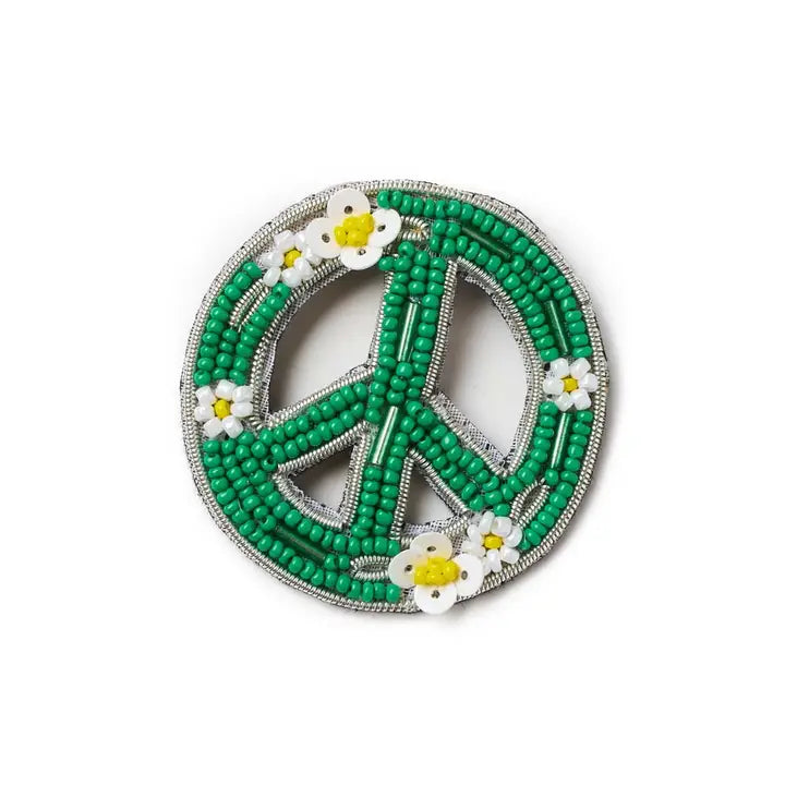 Bala Mani Beaded Peace Sign Brooch