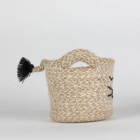 Cat Face Jute Basket