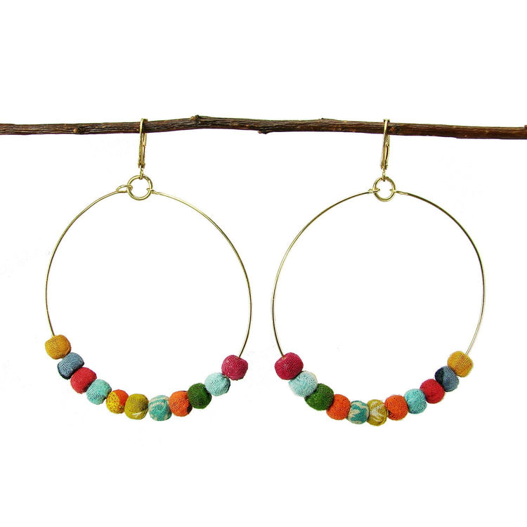 Kantha Beaded Hoop Earrings