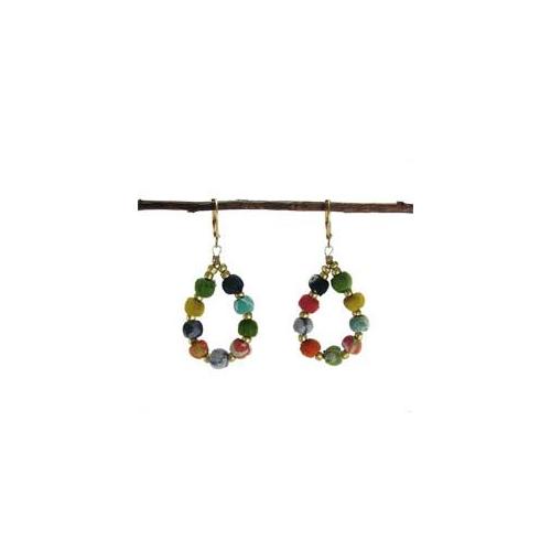 Kantha Beaded Teardrop Earrings