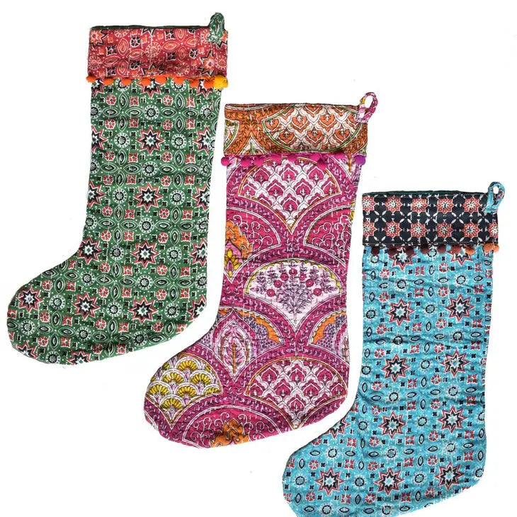 Kantha Stitched Stocking