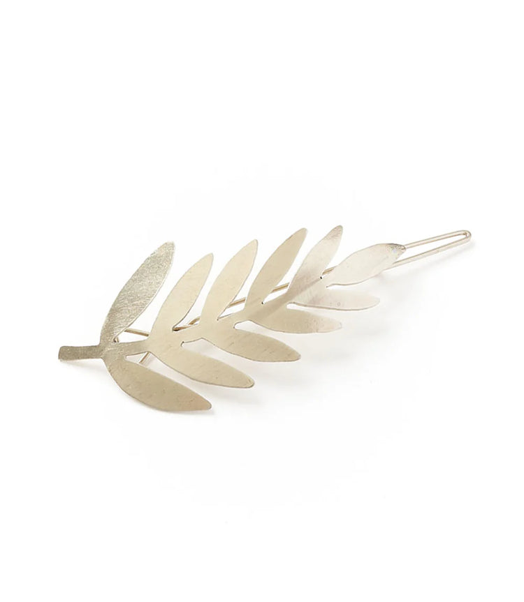 Kavya Barrette - Silver Finish Fern