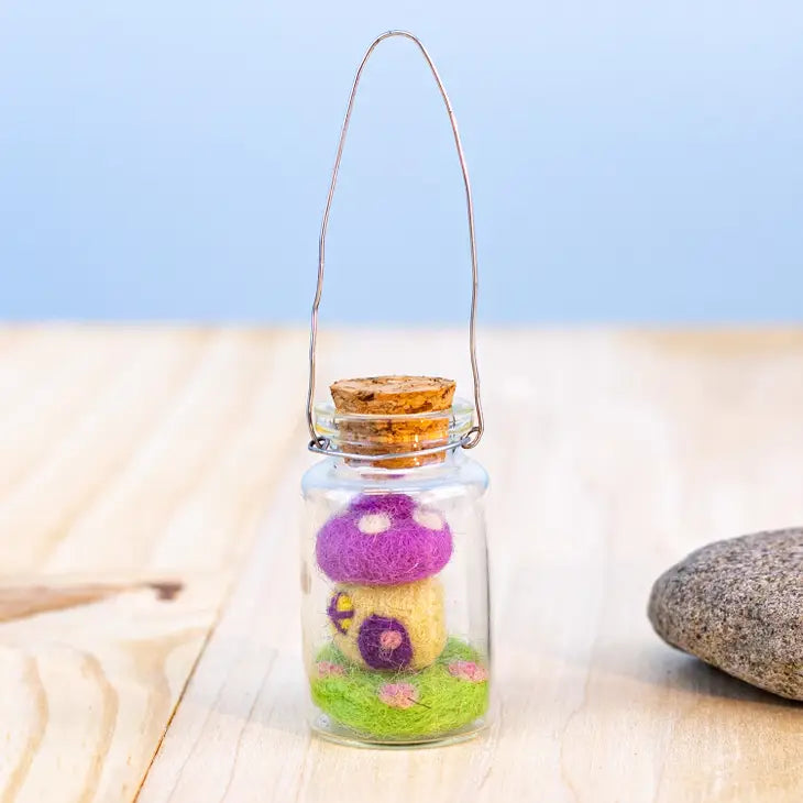 Tiny Mushroom House Bottle Ornament