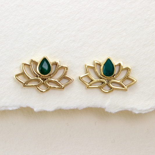Earring Emerald Lotus