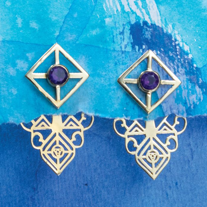 Earring Amethyst Temple
