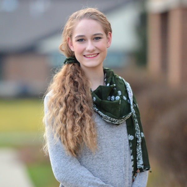 Cotton Sari Scarf with Scrunchie