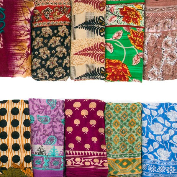 Cotton Sari Scarf with Scrunchie