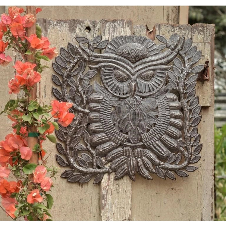 Sitting Owl Metal Wall Art