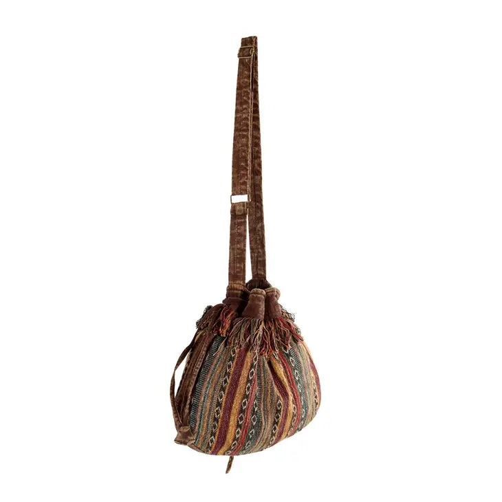Striped Tibetan Cotton Drawstring Sling