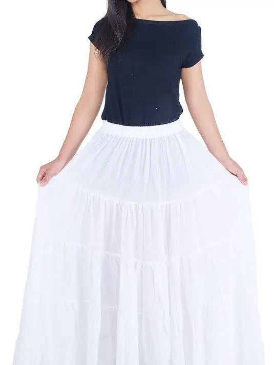 Solid Cotton Peasant Skirt