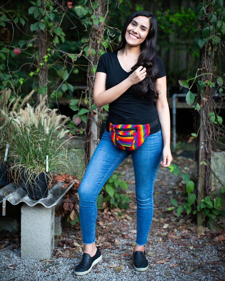 Lucia's World Emporium Fair Trade Handmade Guatemalan Rainbow Ikat Fanny Pack