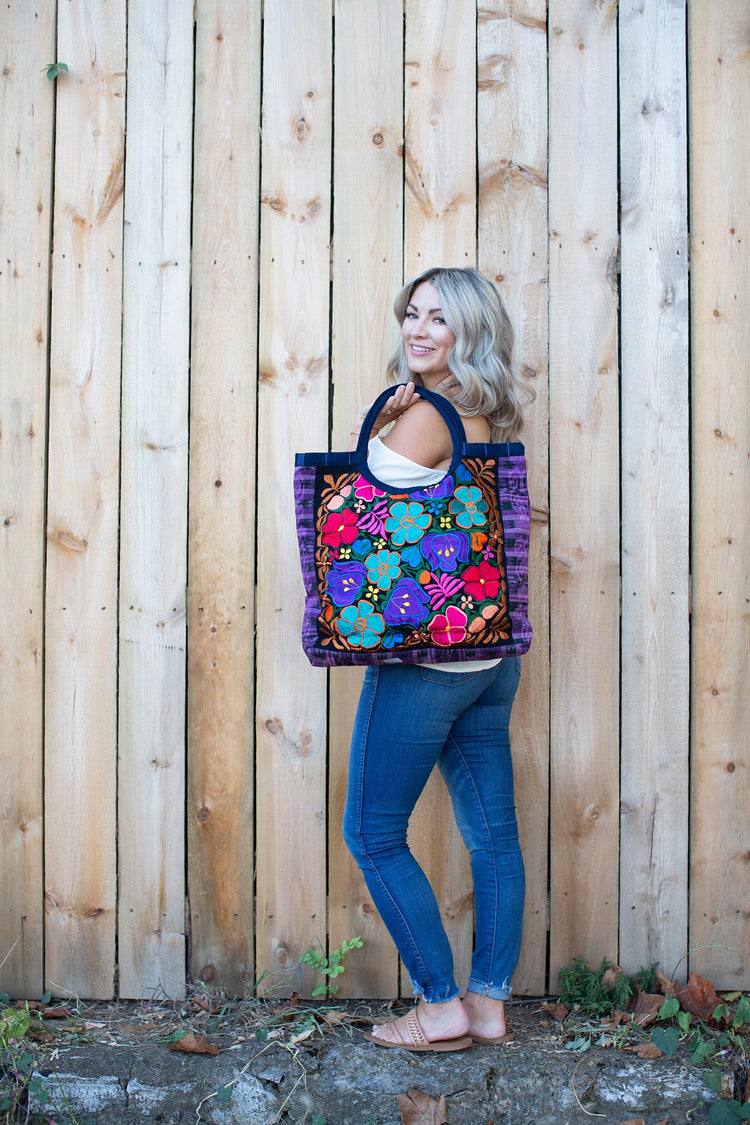 Lucia's World Emporium Fair Trade Handmade Embroidered Emily Tote from Guatemala