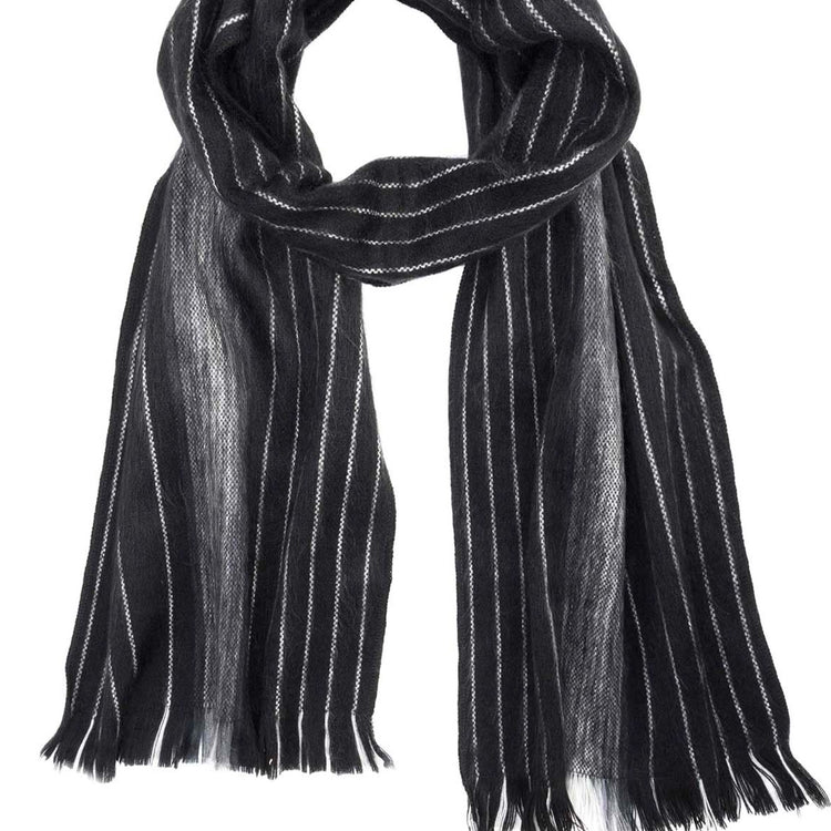 black alpaca fur scarf on white background