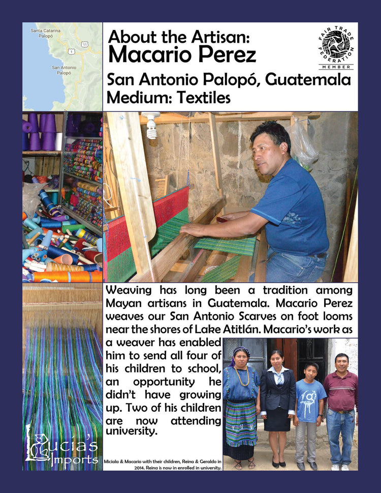 Lucia's World Emporium Fair Trade Handmade Toddler Animal Backpack from Guatemala Artisan Info