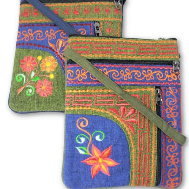 Two Zipper Embroidered Cotton Passport