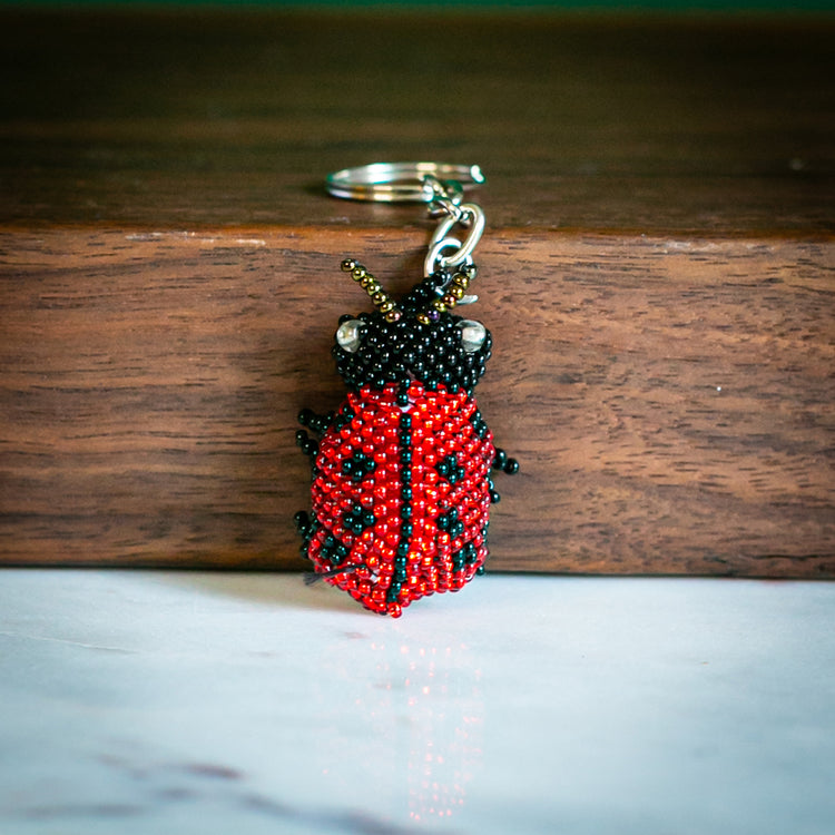 ladybug beaded keychain