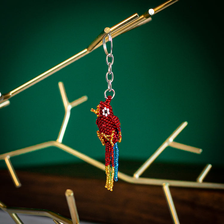 parrot beaded keychain