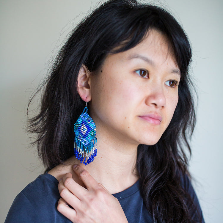 handbeaded fair trade earrings ethical jewelry artisan made beaded large earrings