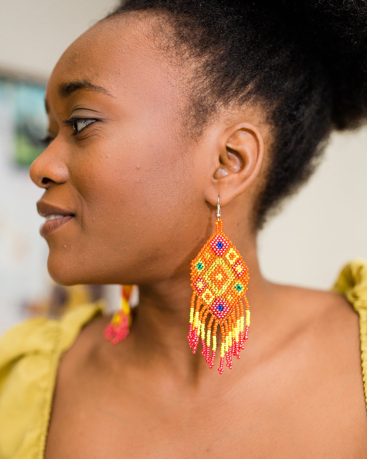 handbeaded fair trade earrings ethical jewelry artisan made beaded large earrings
