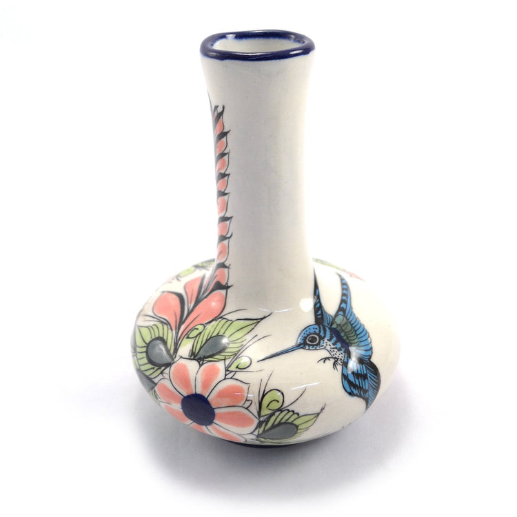 Lucia's World Emporium Fair Trade Handmade Ceramic Wild Bird Bud Vase