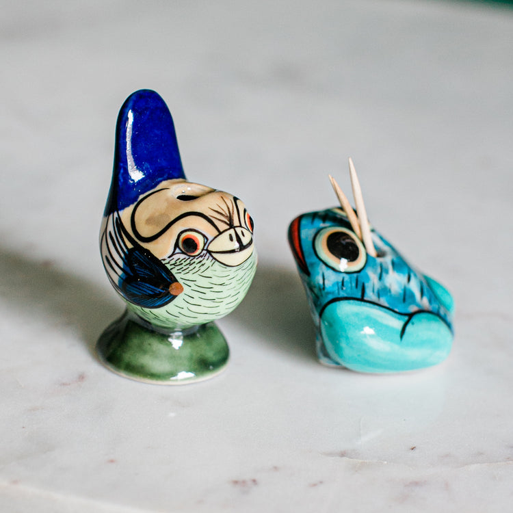 Lucia's World Emporium Fair Trade Handmade Ceramic Animal Toothpick Holders
