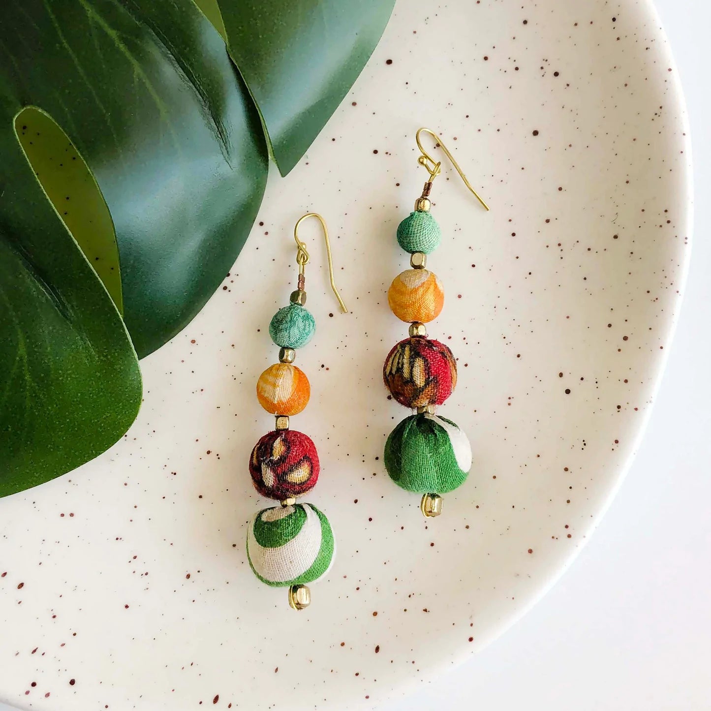 Graduated Kantha Earrings at Lucia's World Emporium
