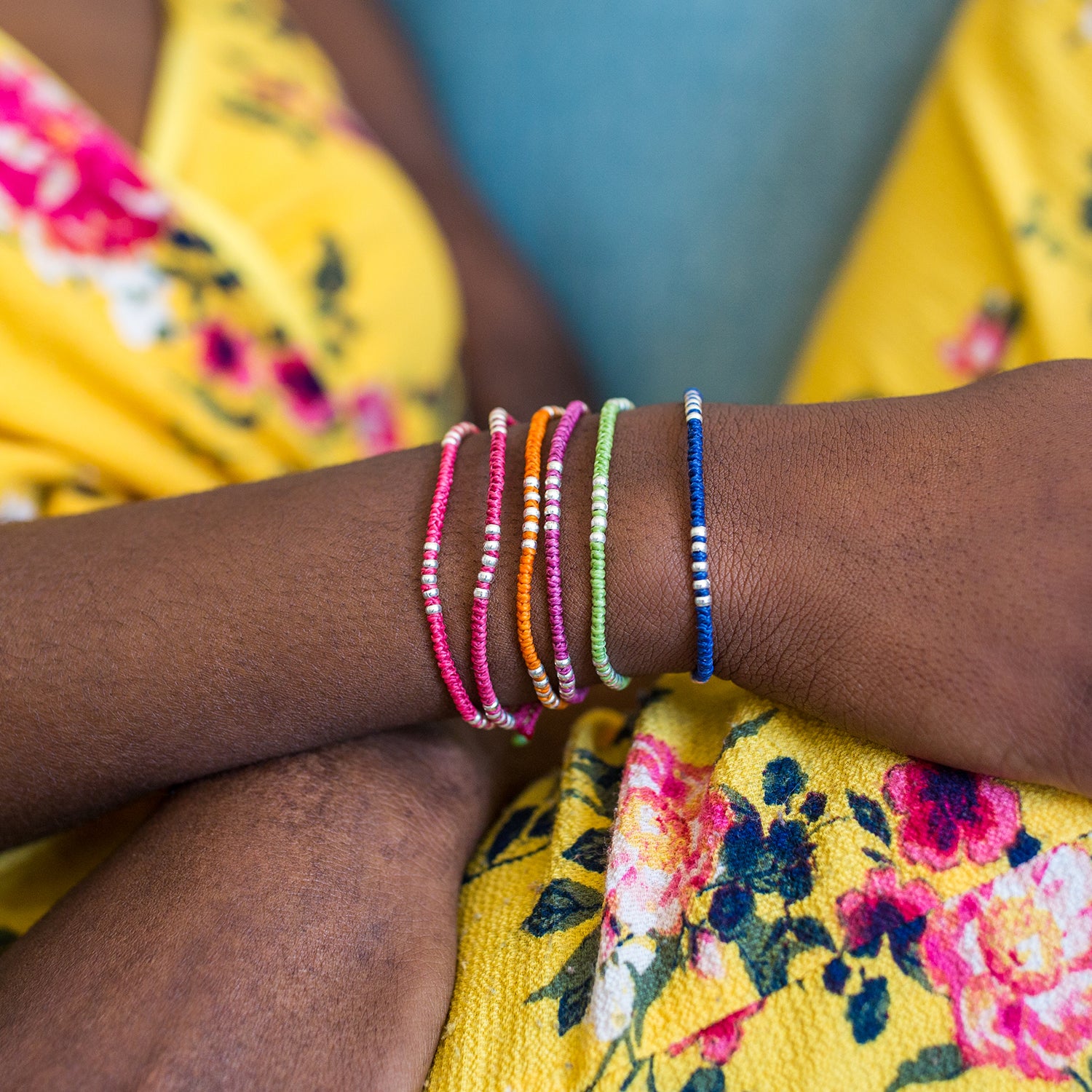 Set of 6 Elements String Bracelets (1 Style in 6 Different Colors) Assorted at Lucia's World Emporium