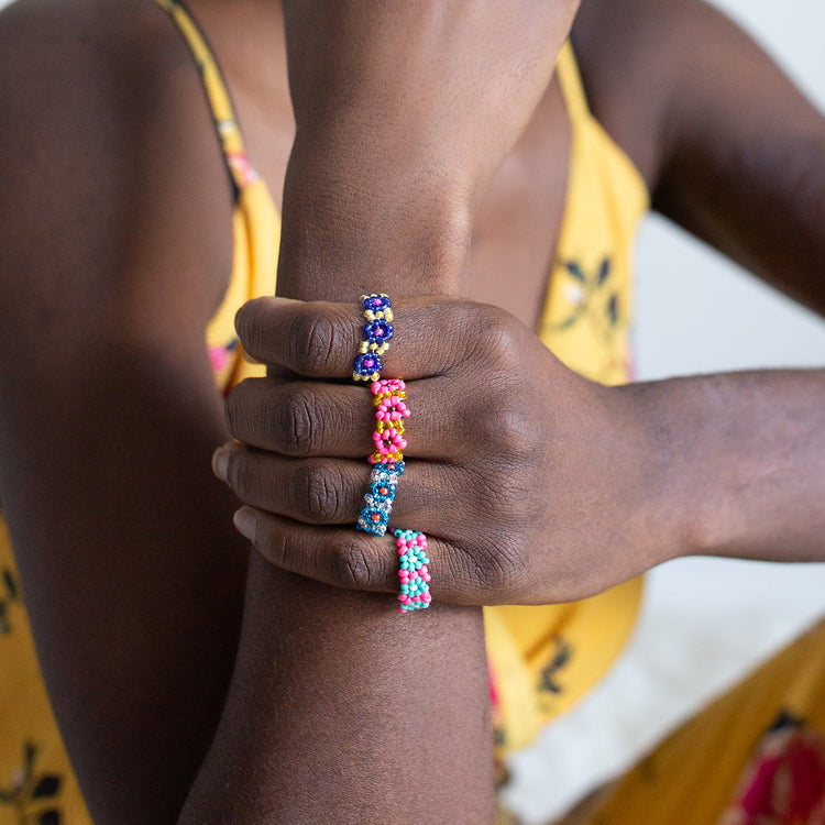 fair trade ethical beaded flower ring