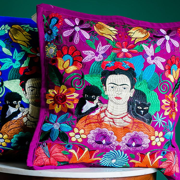 Frida Kahlo Hand-Embroidered Pillowcase