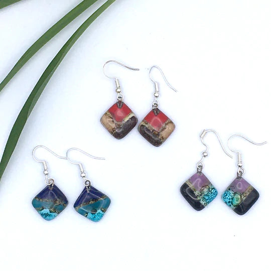 Small Diamond Glass Earrings