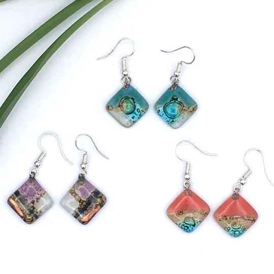 Small Diamond Glass Earrings