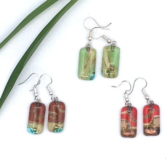 Small Rectangle Glass Earrings