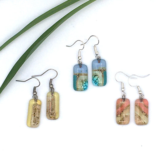 Small Rectangle Glass Earrings