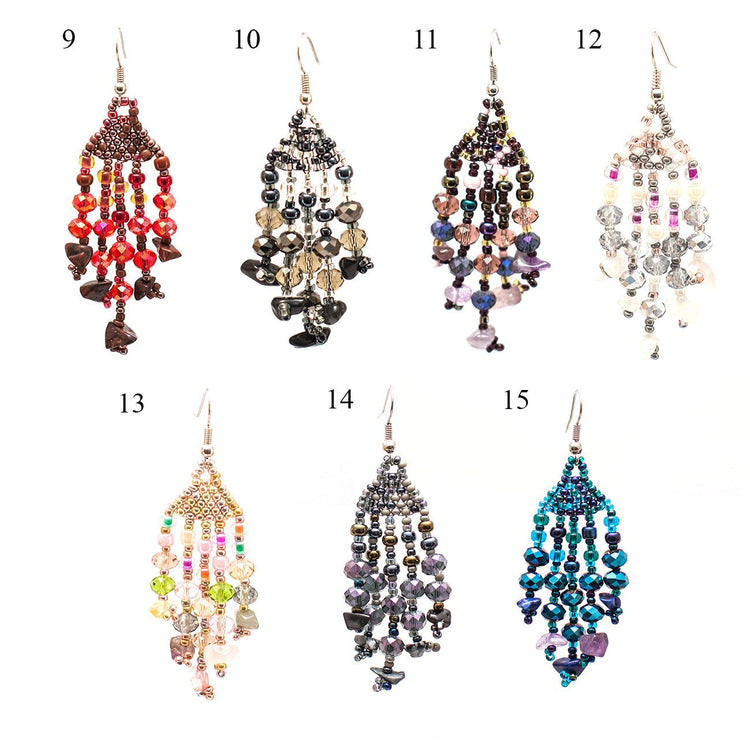 Lucia's World Emporium Fair Trade Handmade Beaded Feather Stone Earrings from Guatemala